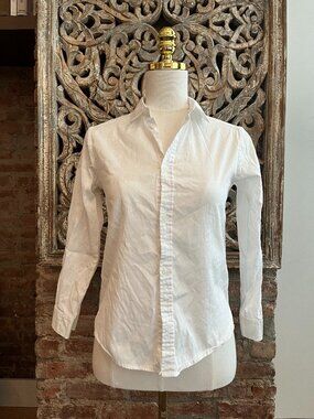 Jacadi Paris Kids White Long Sleeve Button Down Blouse Shirt